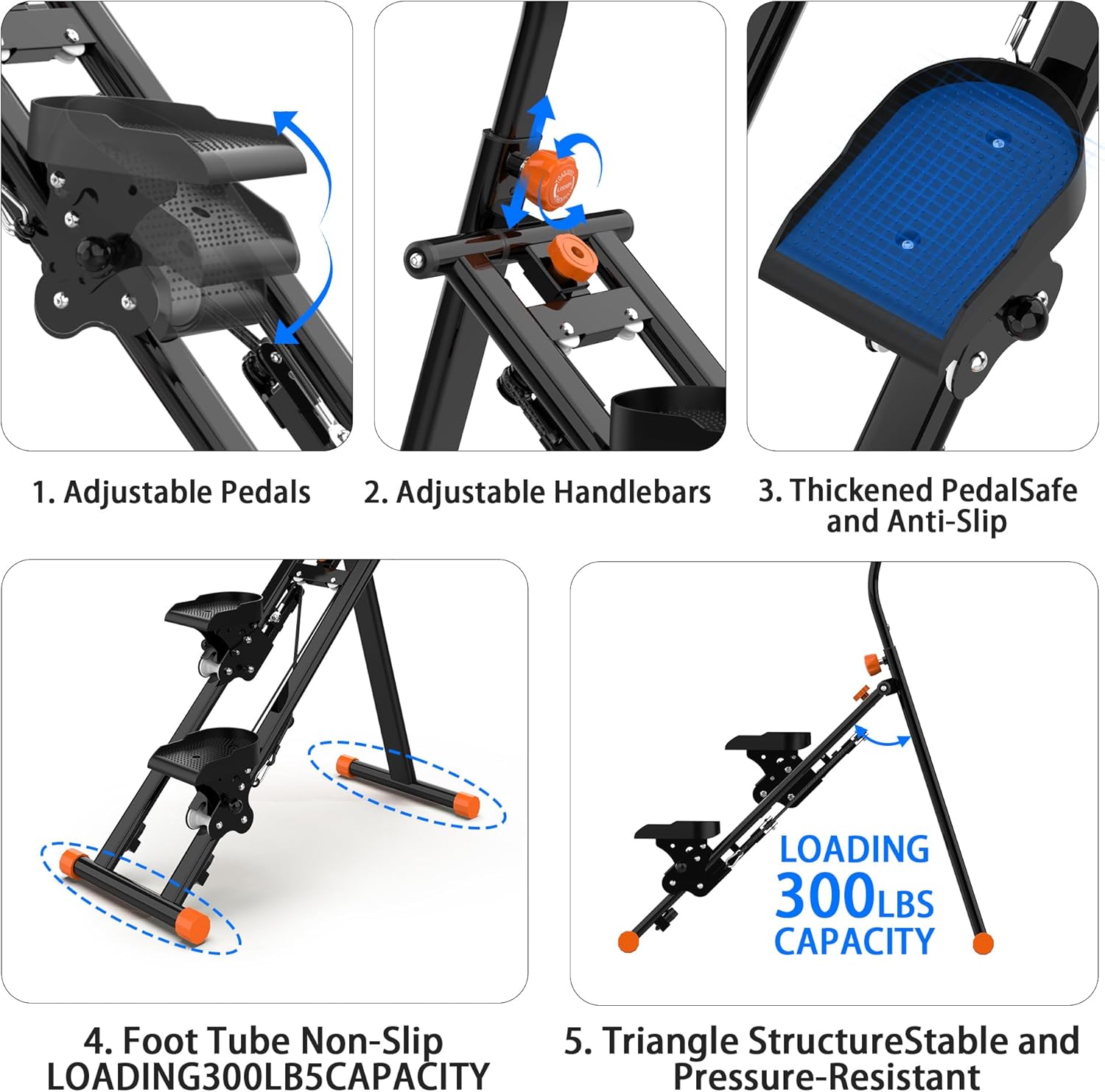Stair Stepper for Home, Folding Vertical Climber Workout Machine for Full-Body Exercise Stair Stepper with Stable Frame Adjustable Handlebar & Pedals - Image 2