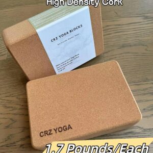 Cork CRZ Yoga Blocks, 2 Pack Natural Cork Blocks, High Density with Non Slip Surface, Eco-Friendly Yoga Accessories and Ideal for Yoga, Pilates, Stretching