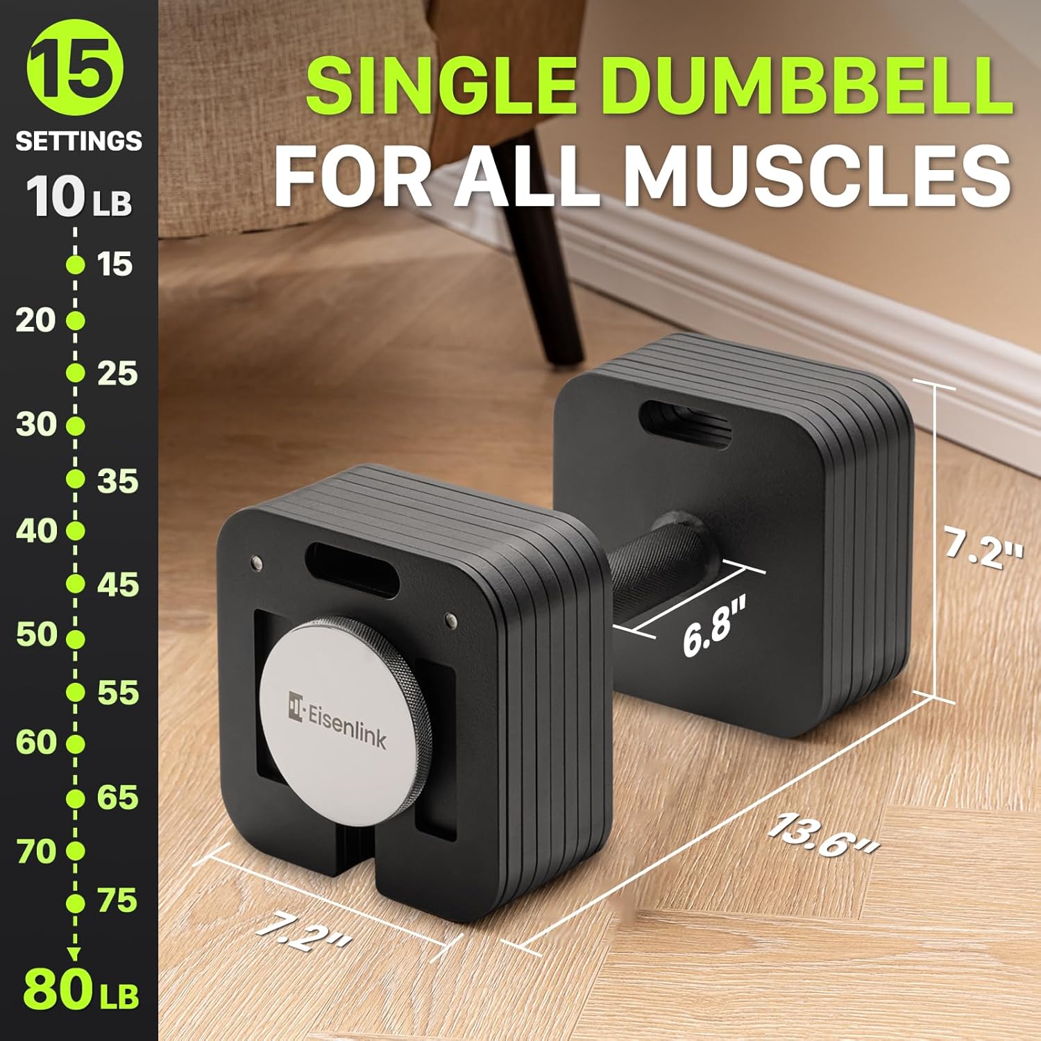 Adjustable Dumbbell Set, 10-50/80lb, 5lb Increments, Quick-Lock Square Weight Dumbbells for Home Gym Fitness (50/80lb×2) - Image 4