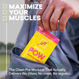 EBOOST POW Natural Pre Workout Powder – 15 Packets, Tropical Punch – Preworkout Energy Booster Gym Supplement Drink Mix for Men and Women – Performance, Joint Mobility Support – Gluten-Free