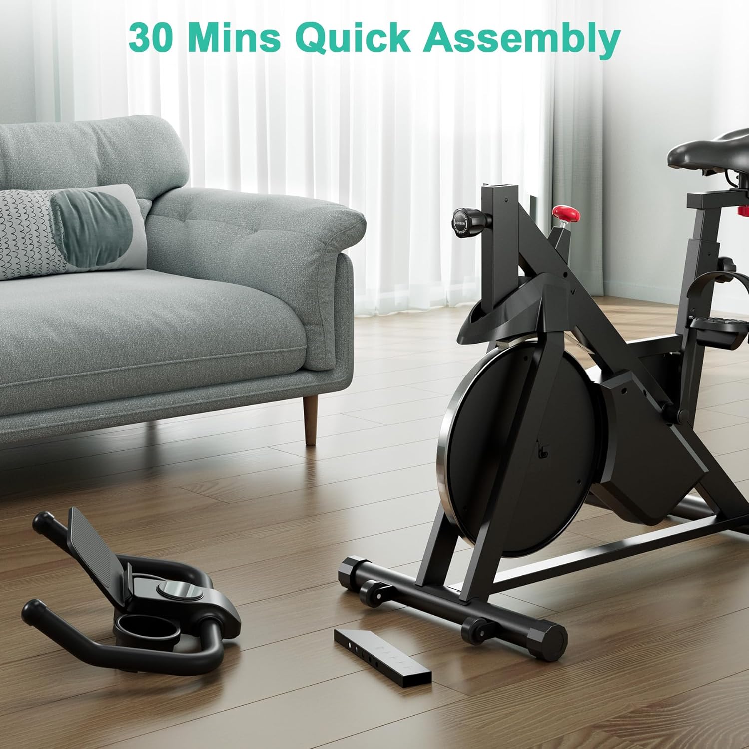 Exercise Bike, Indoor Cycling Bike with 32 Levels of Adjustable Magnetic Stationary Bike, Cycle Bike with 300lbs Weight Capacity, Workout Bike with PitPat App & Comfortable Seat Cushion - Image 7