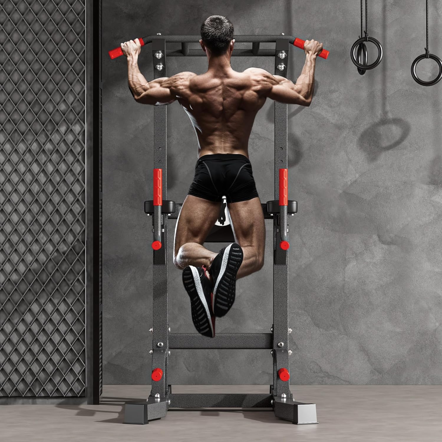 soges Pull Up Bar Dip Station, Power Tower with A Backrest, Adjustable Height Pull Up Bar Stand, Multi-Function Home Gym Strength Training - Image 2