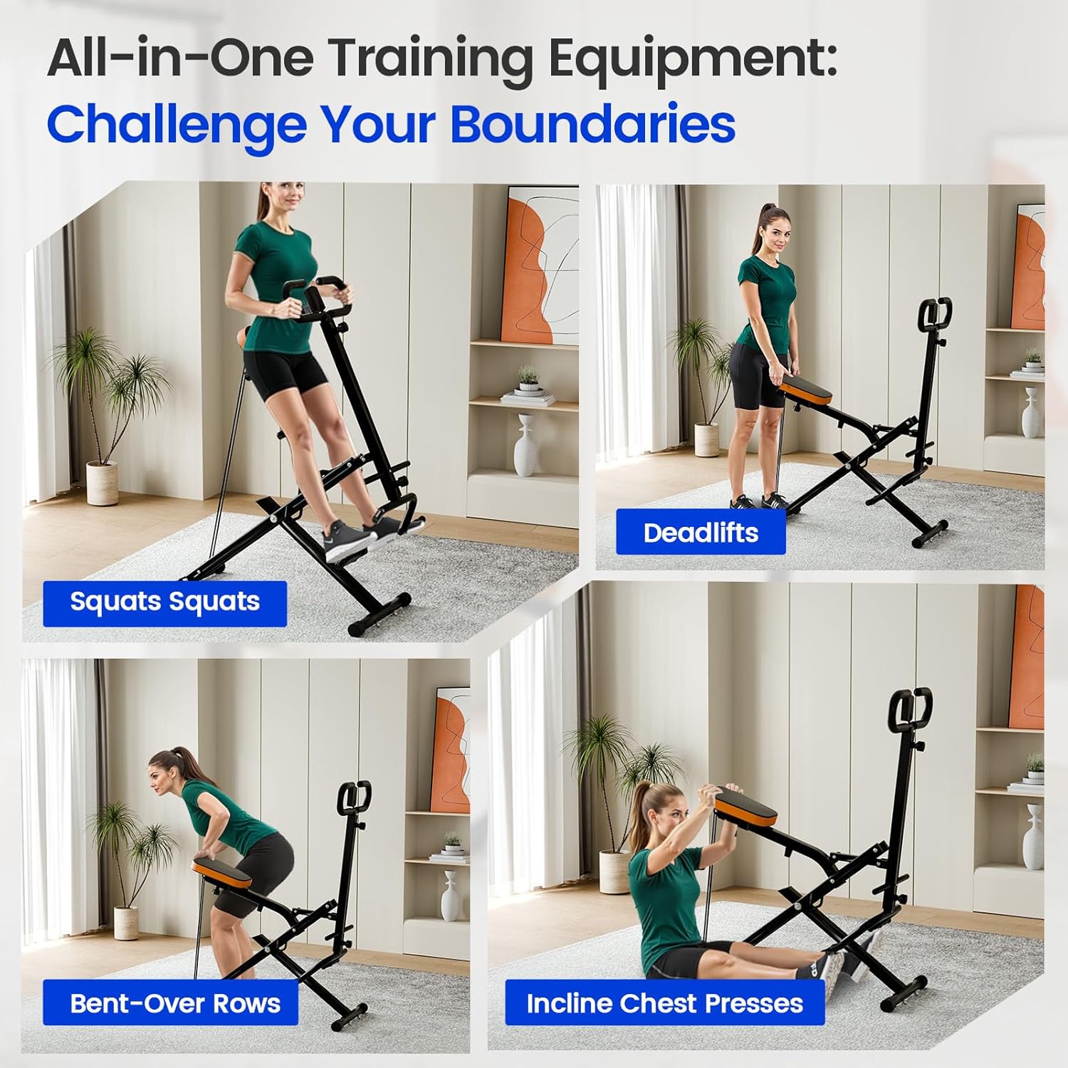 Deep Squat Machine Trainer, Rowing Machine for Home, Easy Setup & Foldable Exercise Equipment with Adjustable Resistance, Glute Trainer Machine, Abs & Leg Home Workout Machine - Image 7