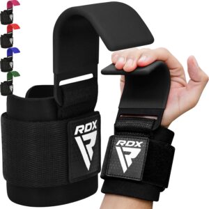 RDX Weight Lifting Hooks for Deadlifting (Pair) – 600Lbs Capacity – 8MM Neoprene Wrist Support Wraps – Grip Enhancer for Pull Ups Lat Pulldowns Rows – Adjustable Gym Workout Power Straps for Men Women