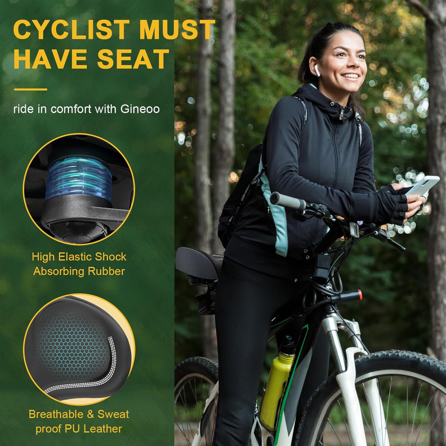 New Noseless Oversized Bike Seat, Extra Wide Comfort Pure Memory Foam Bicycle Seat Cushion, Compatible Saddle Replacement with Electric Bike, Exercise, Cruiser, Road Bike for Men & Women - Image 6