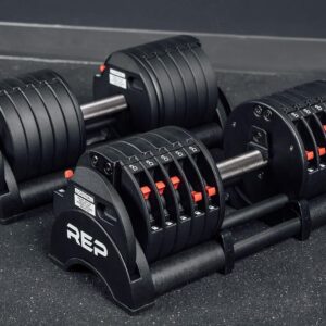 Rep Fitness Quickdraw Adjustable Dumbbells, Multiple weight ranges available including: 5-30, 5-40,5-50 and 5-60 lbs
