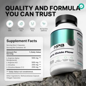 Nature’s Pure Blend Nitric Oxide Supplements for Men – L-Arginine L-Citrulline – Heart Support & Flow Circulation Booster – 1500MG L Arginine and L Citrulline, Preworkout, Bodybuilding