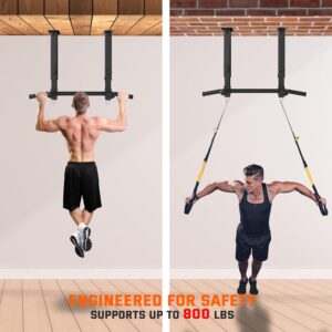 Ceiling Mount Pull Up Bar for Garage/Basement/Rafter – Heavy Duty 800LBS Adjustable Height Multi-Grip Chin Up Bar,Ceiling Joist/Beam Mounted Pull-Up Bar with Ball Finger & Round Anchors