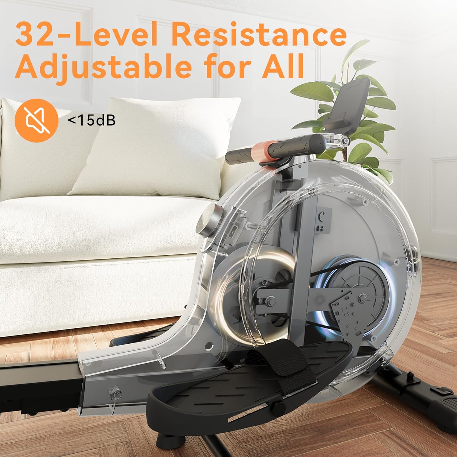 Superun Rowing Machines for Home, Magnetic Rowing Machine with 32 Levels, Rower Machine of Quiet Resistance & 300LBS Weight Capacity, Row Machine with LED Monitor, App Supported and Comfortable Seat - Image 4