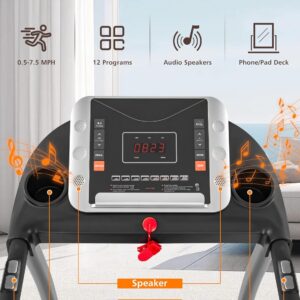 Merax Treadmills for Home,Foldable Treadmill with Incline, 300LBS Capacity Motorized Treadmills for Running Walking Exercise,3.0HP Quiet Treadmill Machine for Home with Heart Rate Sensors & Speaker