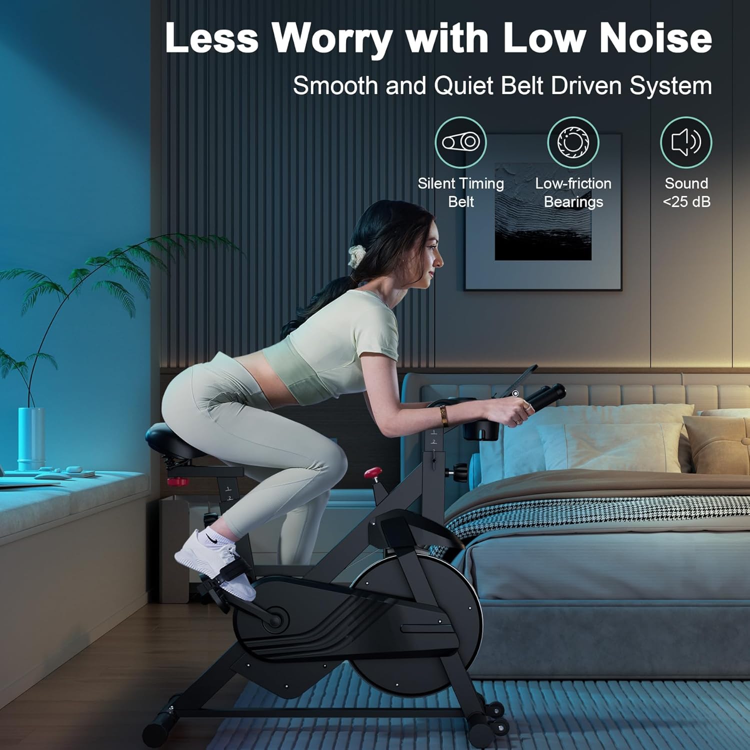 Exercise Bike, Indoor Cycling Bike with 32 Levels of Adjustable Magnetic Stationary Bike, Cycle Bike with 300lbs Weight Capacity, Workout Bike with PitPat App & Comfortable Seat Cushion - Image 4