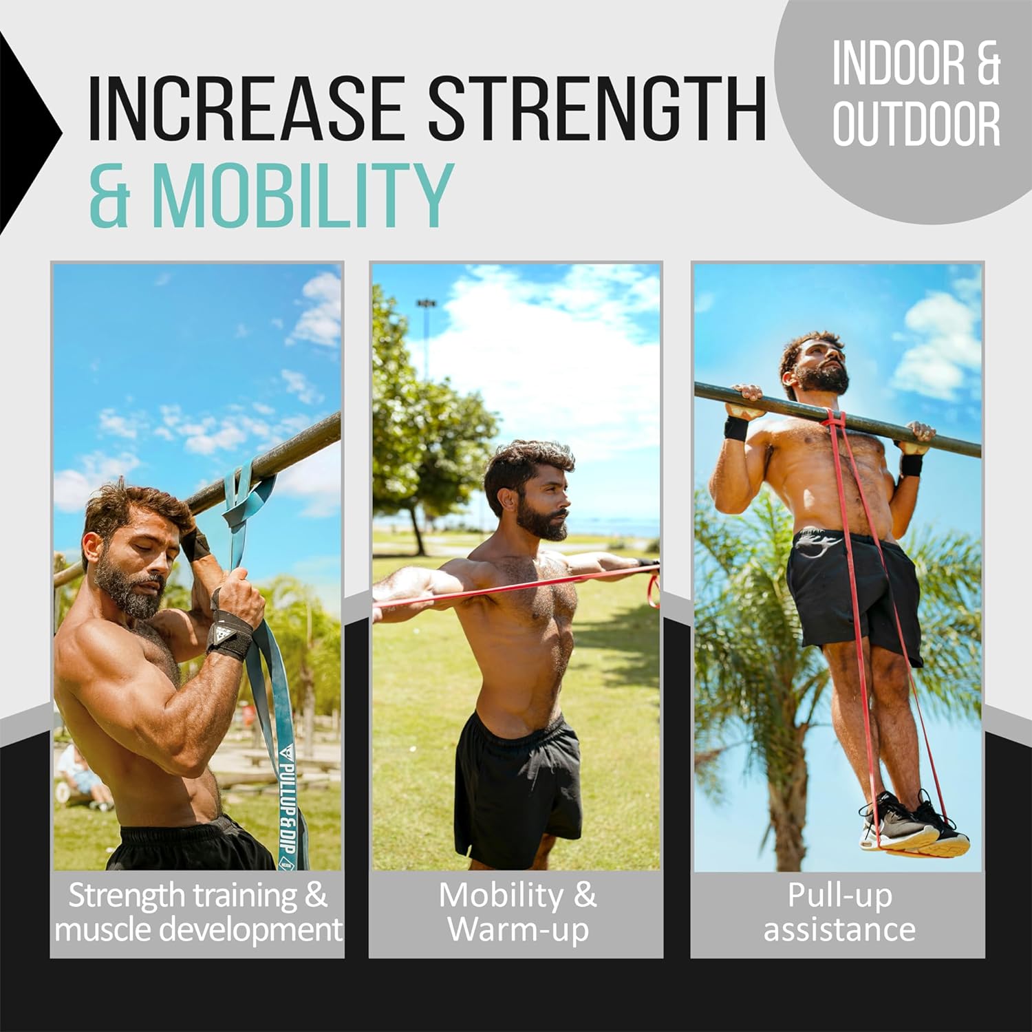 PULLUP & DIP Fitness Bands, Resistance Bands with Bag, Door Anchor (with Sets) and Exercise Guide - Single & in Value Set, Pull-Up Band Fitness Band for Calisthenics - Image 5