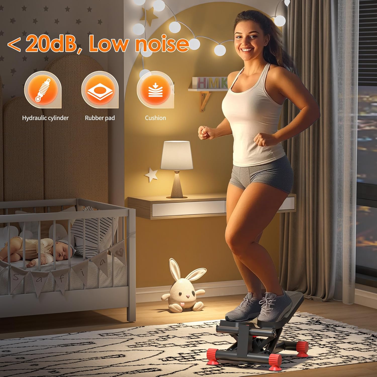SogesPower Steppers for Exercise at Home,Mini Stair Stepper with Resistance Bands,Full Body Workout Equipment with LCD Monitor,Portable Stepper with 330LBS Capacity - Image 4