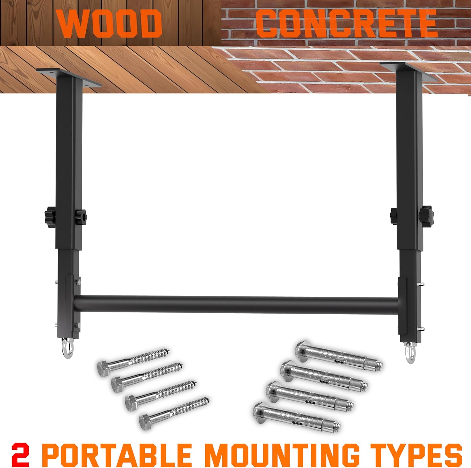 48" Ceiling Mount Pull Up Bar, Heavy Duty Multi-Grip Rafter Chin Up Bar for Garage/Basement/Backyard Ceiling Beam, Adjustable Height&Supports to 650 Lbs - Image 6