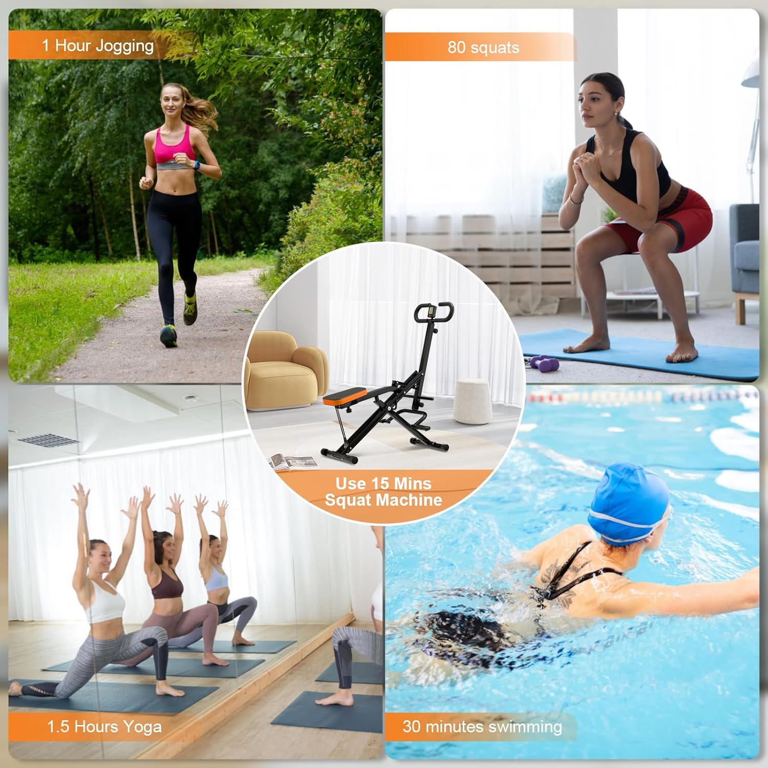 Squat Machine for Home, Squat Assist Trainer with Adjustable Resistance, Foldable Rowing Machine, LCD Display, Exercise Trainer with 265LBS Capacity for Glutes Legs Workout - Image 7