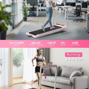 WELLFIT Foldable Treadmill with Incline, 350 LBS Capacity Walking Pad with Handle Bar, Portable Walking Pad Treadmills for Home, Under Desk Treadmill with App & Remote Control, Wide Belt, LED Display