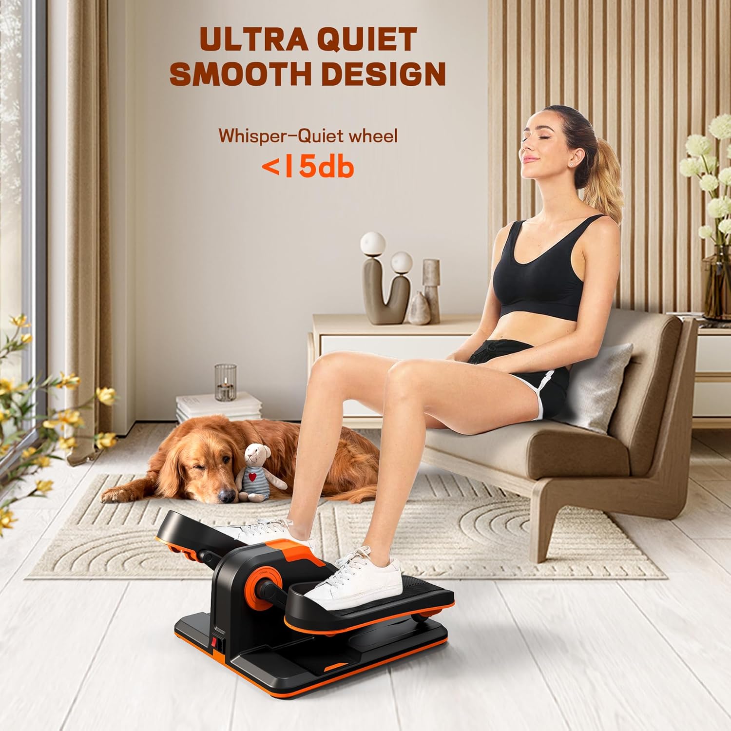 Under Desk Elliptical, Portable Seated Elliptical Exercise Machine, with Touch Screen Control Panel and Remote Control for Home or Office Use. Wireless Connectivity Enabled. - Image 3