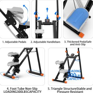 Stair Stepper for Home Gym – Foldable Vertical Climber Machine for Full-Body Workout, Cardio Exercise Machine with LCD Monitor, Adjustable Handlebar&Non-Slip Pedals -for Women&Men