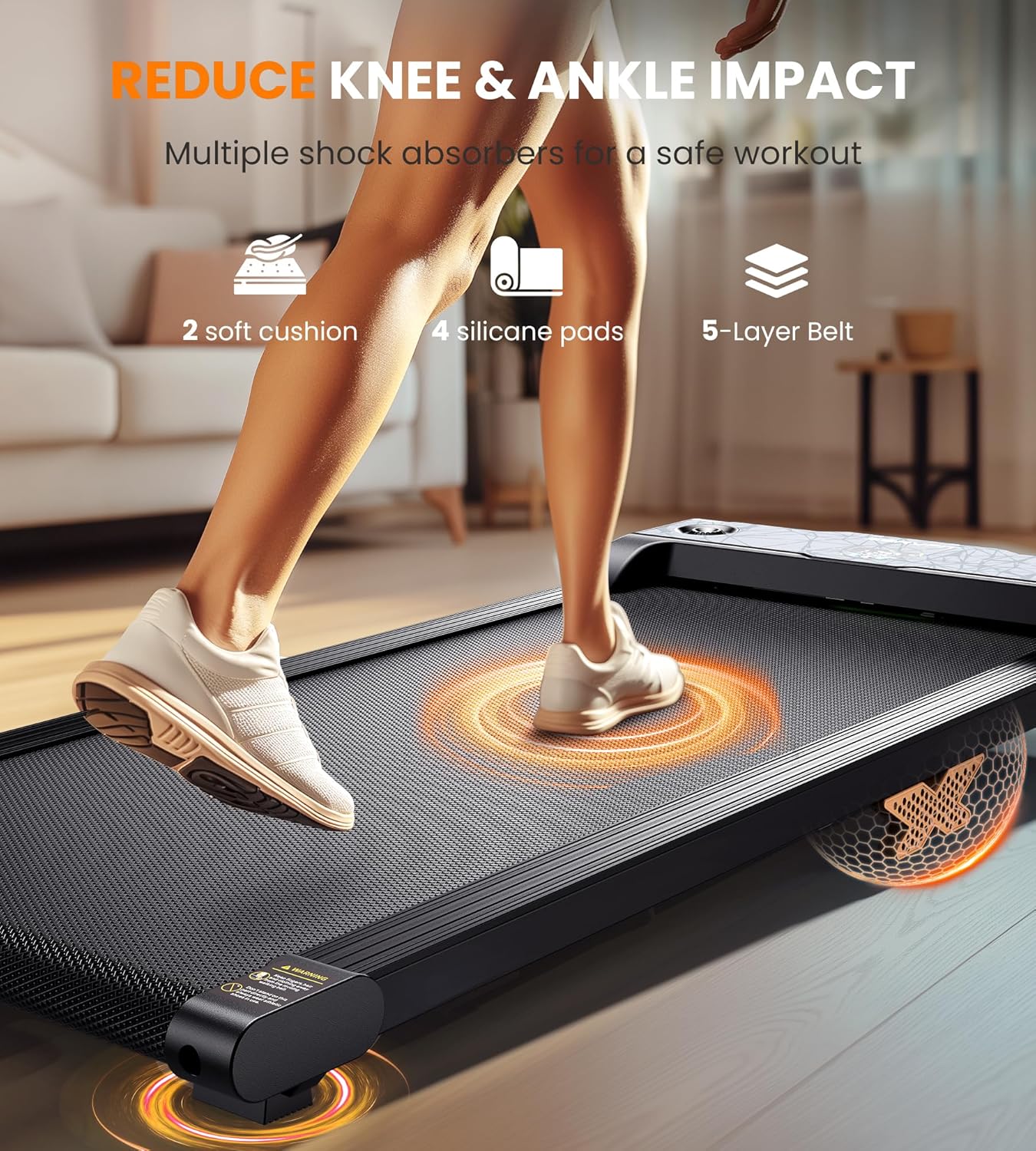 Walking Pad Under Desk Treadmill with Incline, 3-in-1 Portable Walking Jogging Machine with Remote Control, LED Display, Hidden Safety Switch, Compact for Home Office Use - Image 6