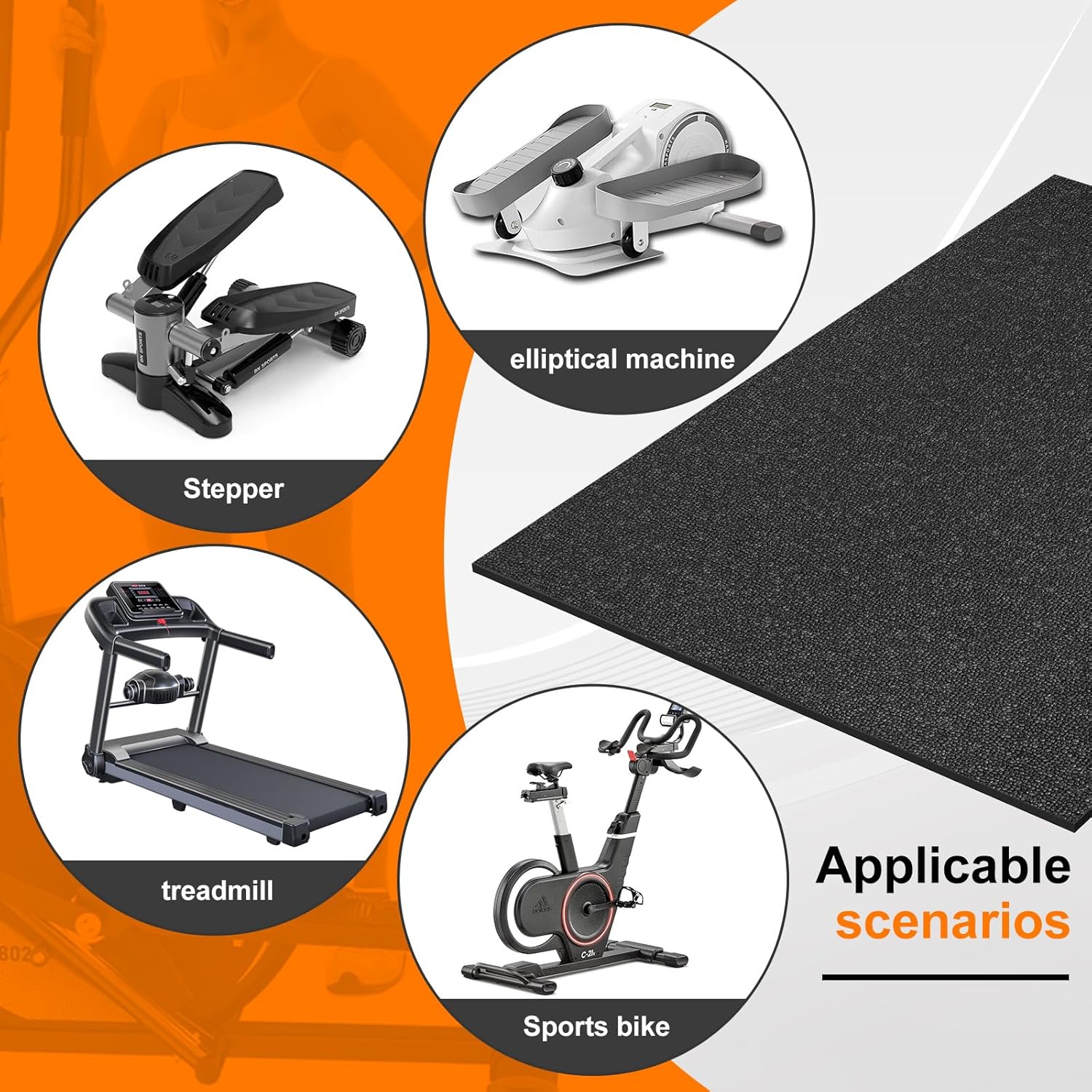 Anti Slip Mat for Under Desk Elliptical (24"x17"), Elliptical Mat, Ellipse Leg Exerciser Machine Mat, Suitable for Electric Seated Foot Pedal Exerciser, Stability and Floor Protection High-density PVC - Image 3