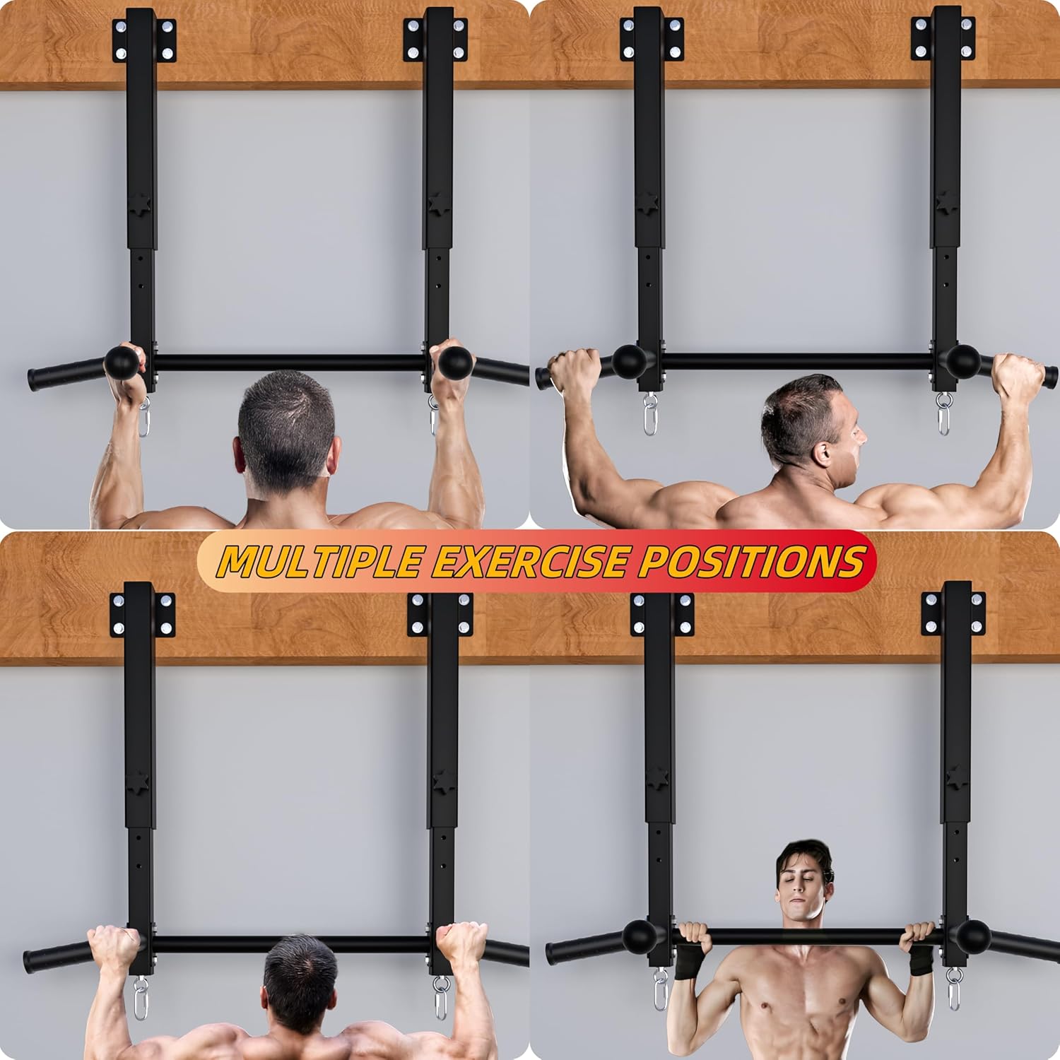 Upgraded-Joist Mounted Pull Up Bar, 800 lbs Heavy Duty Wall Mounted Chin Up Bar, Adjustable Height Pullup Bar for Garage, Basement, Backyard, Beam and Rafter Mount, Easy Installation, Ideal for Multiple Grip Options - Image 6