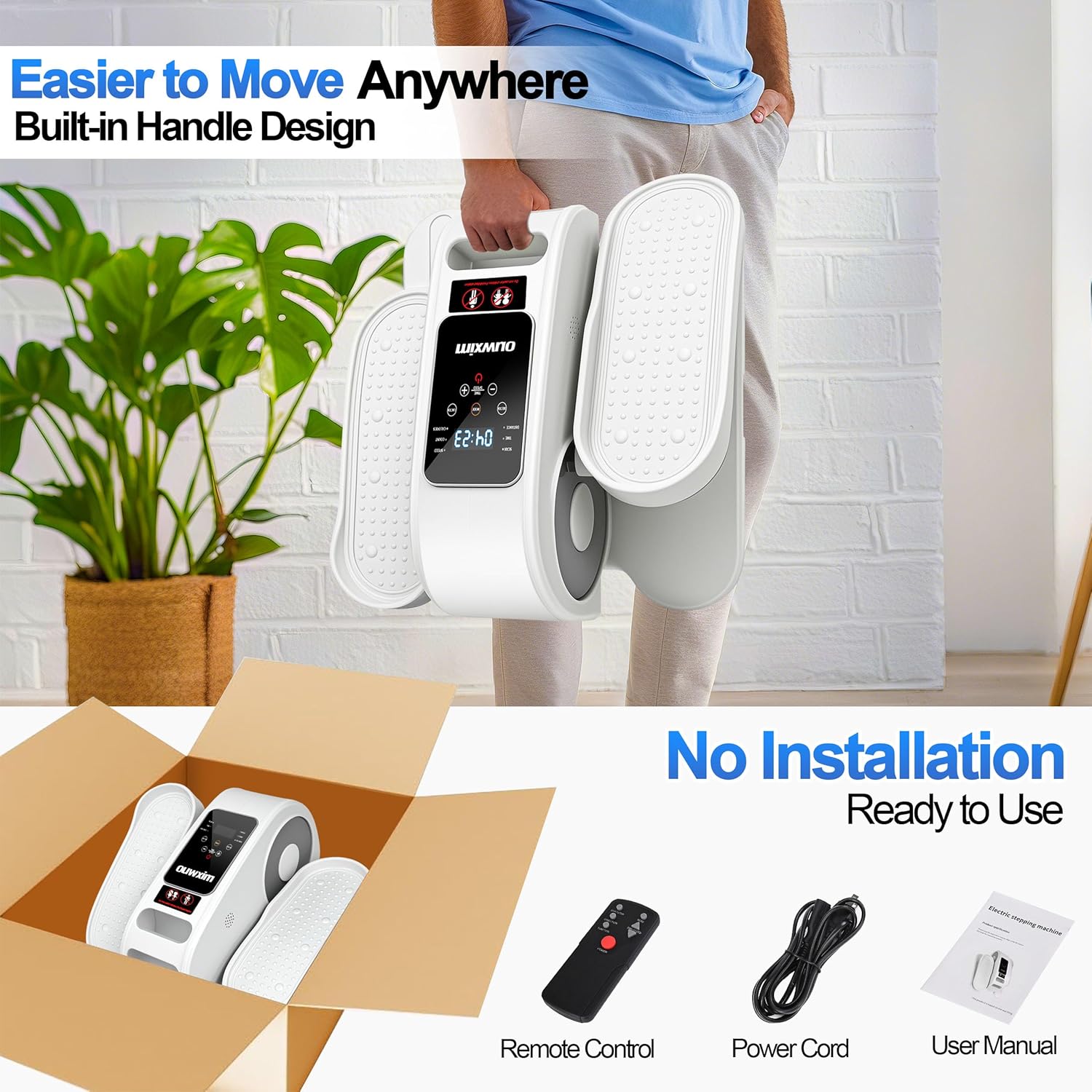 Under Desk Elliptical Machine-Elliptical Machine for Seniors,Portable Silent Electric Home Leg Exerciser with Remote Control,12 Speeds & Mute Function,Manual & Auto Mode - Image 3