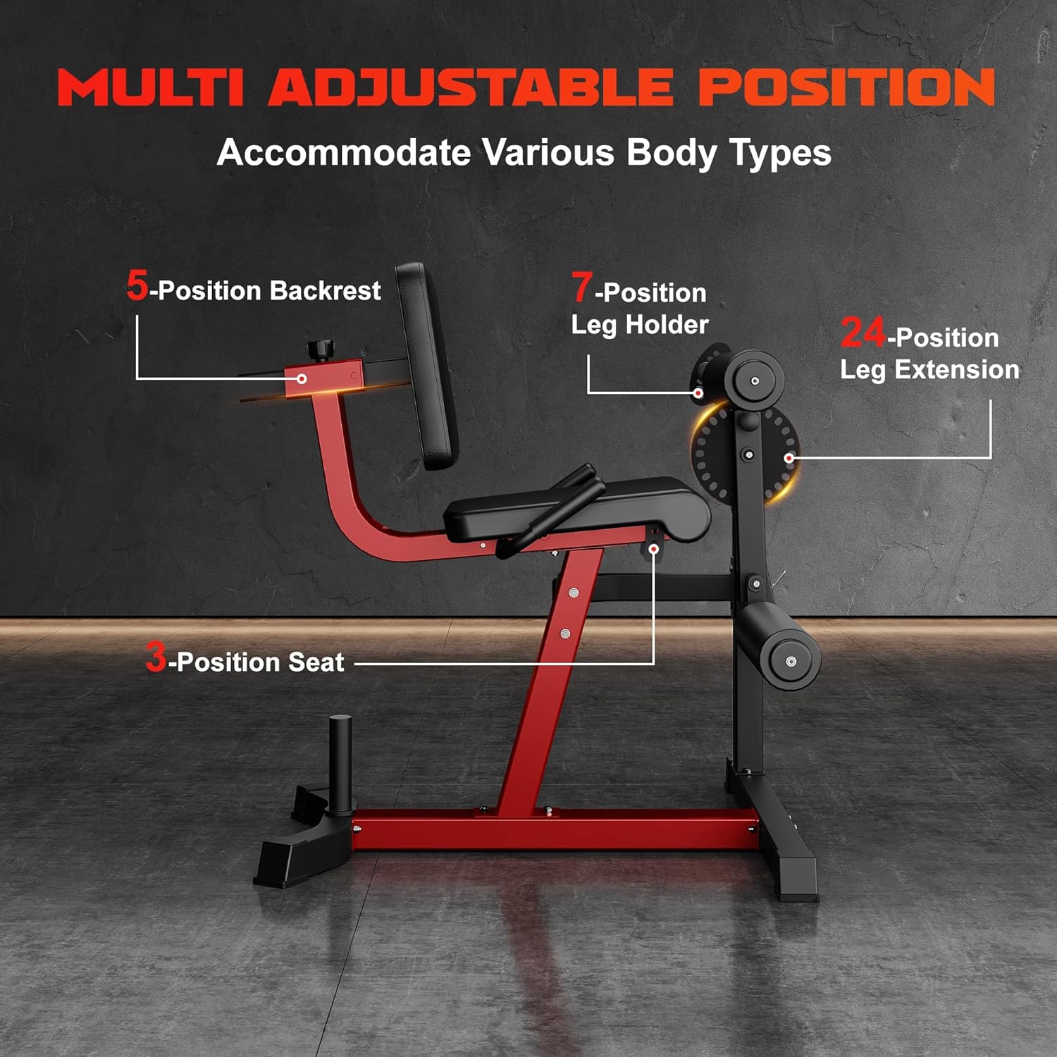 Leg Extension and Curl Machine, 4 in 1 Lower Body Workout Machine, Adjustable Leg Curl Machine with Plate Loaded, Leg Extension Machine with Exercise Bench, Home Gym Weight Machine - Image 6