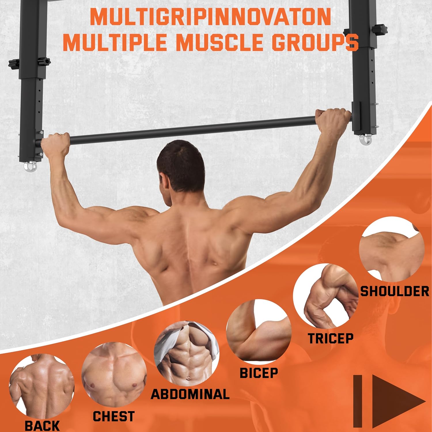 48" Ceiling Mount Pull Up Bar, Heavy Duty Multi-Grip Rafter Chin Up Bar for Garage/Basement/Backyard Ceiling Beam, Adjustable Height&Supports to 650 Lbs - Image 8