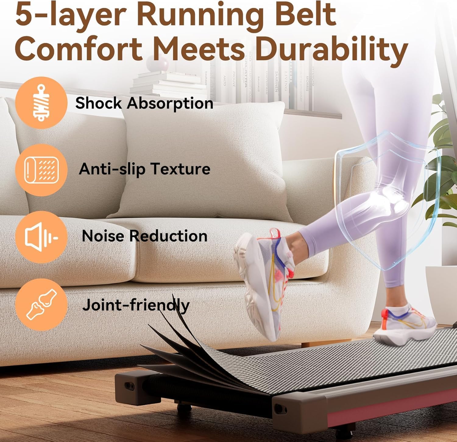 Treadmills for Home, 4-in-1 Foldable Treadmill with Incline, 300 LBS Capacity Running Treadmills for Home Small Spaces with Handles, 3.0 HP Folding Treadmill with Smart APP - Image 6