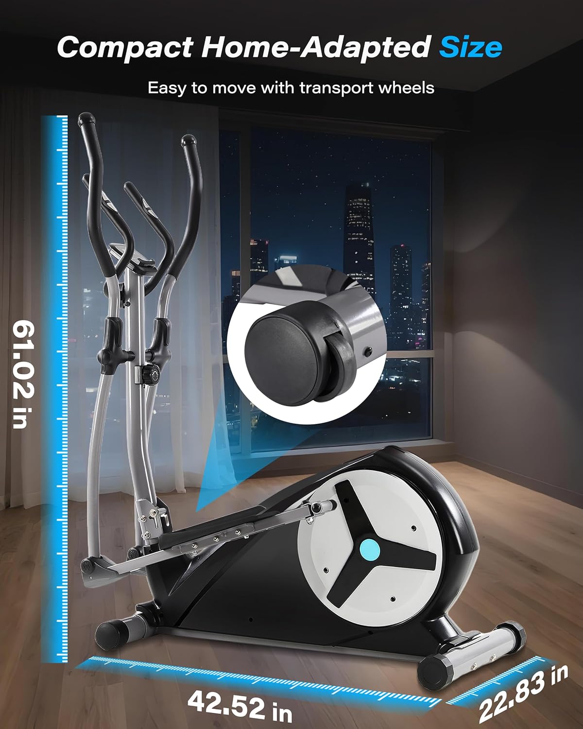 ECHANFIT Elliptical Exercise Machine for Home - Elliptical Machine with Backlit Display, Pulse Sensor, 16-Level Magnetic Resistance, App Bluetooth - Image 7