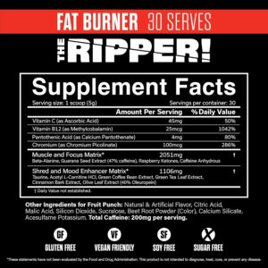 JNX SPORTS The Ripper! Shredding Thermogenic Fat Burner – Fruit Punch 30 Servings | Advanced Fast Acting Thermogenic Pre-Workout, Appetite Suppressant for Men & Women