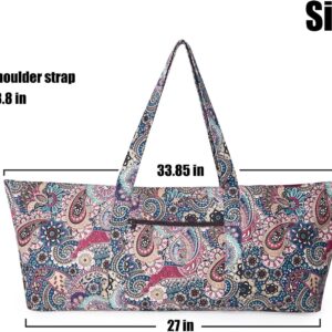 IwIeIaIrI Flower Pattern Zipper Yoga Mat Bag Duffle Bag Large Multipurpose Exercise Yoga Mat Bag and Yoga Mat Tote Bag Strap Zipper Pockets