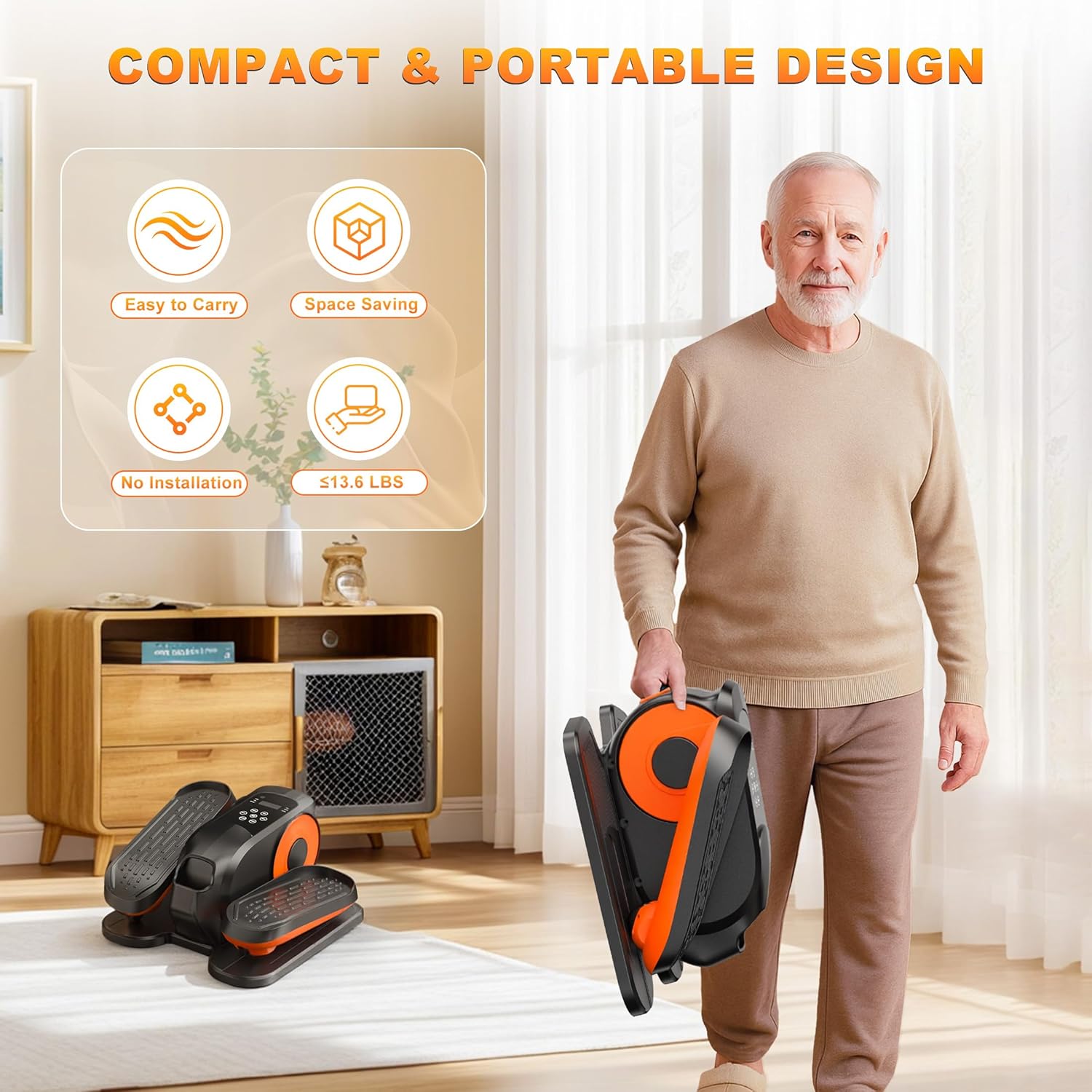 Mini Under Desk Elliptical Machine Low Impact Electric Leg Exerciser As Seen on TV While Sitting for Seniors with Non-Slip Mat Quiet & Portable for Home and Office - Image 7