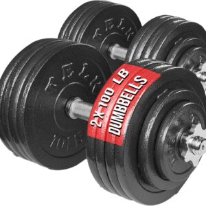 TELK – Adjustable Dumbbell Set – Home Gym Weight Set with Baked Enamel Cast Iron Plates – Space-Saving Free Weights for Strength Training