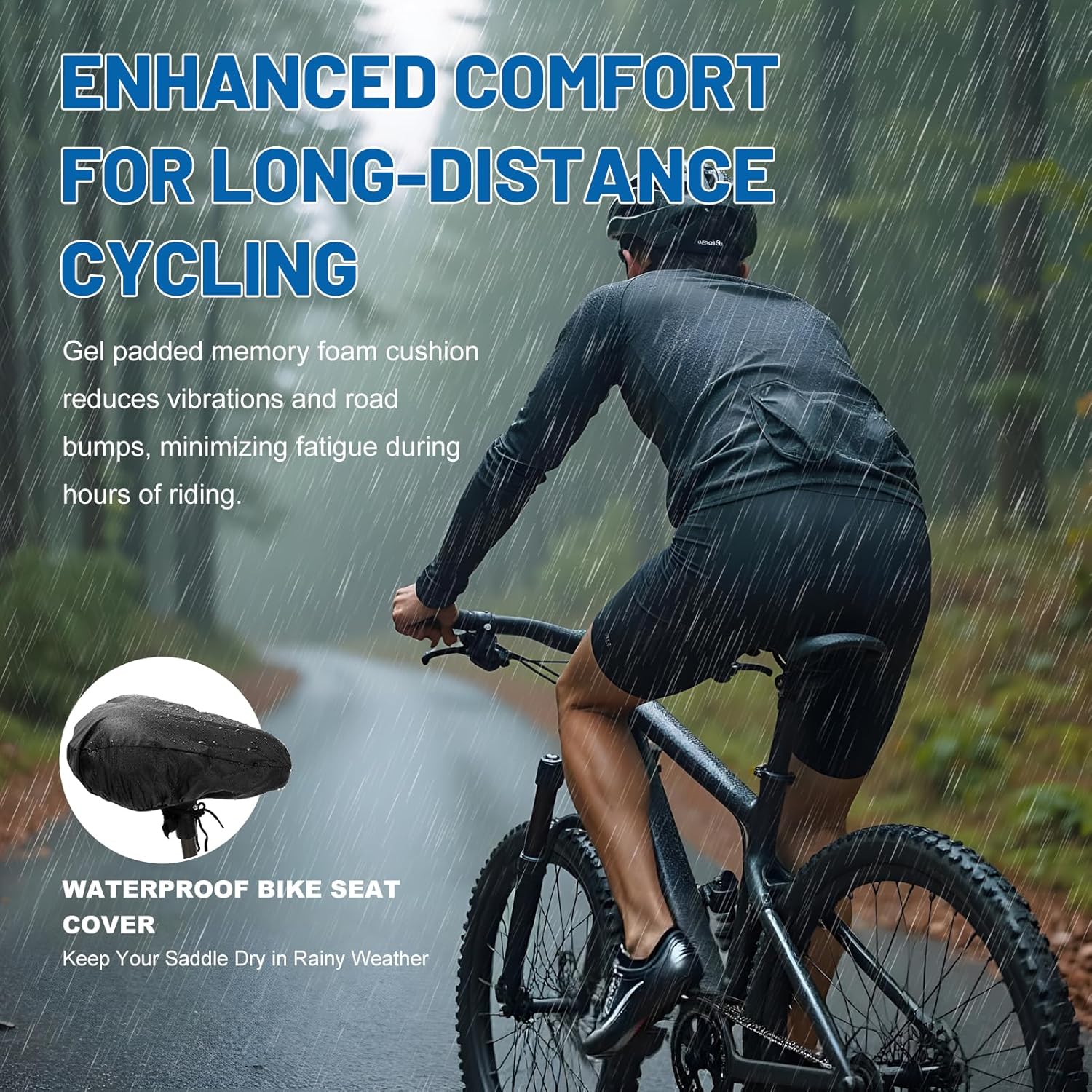 Wide Bike Seat Cushion – Oversized Gel Padded Bicycle Saddle Cushion for Ultimate Comfort and Soft Exercise Bike Seat Cover for Peloton, Stationary, Mountain Bikes - Image 6
