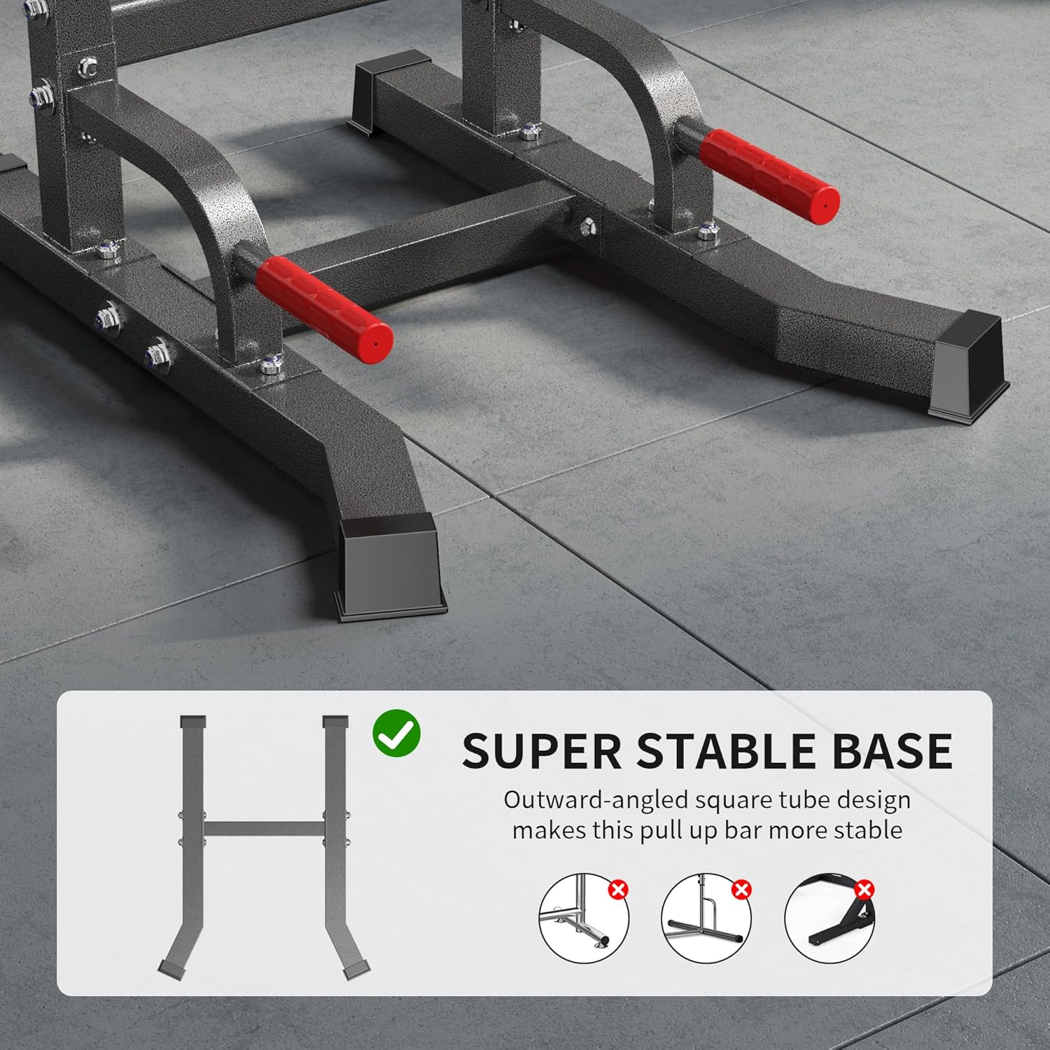 SogesHome Adjustable Pull Up Bar & Dip Station, Heavy Duty 500LB Capacity Multifunctional Home Gym Fitness Equipment for Strength Training, Push Up Stand for Arm, Back, Core & Full Body Workout - Image 6