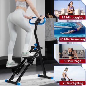 Stair Stepper for Home Gym Exercise, Vertical Climber Exercise Machine for Full Body Workout, Compact Folding Cardio Exercise Climber with Adjustable Handlebar (Blue)