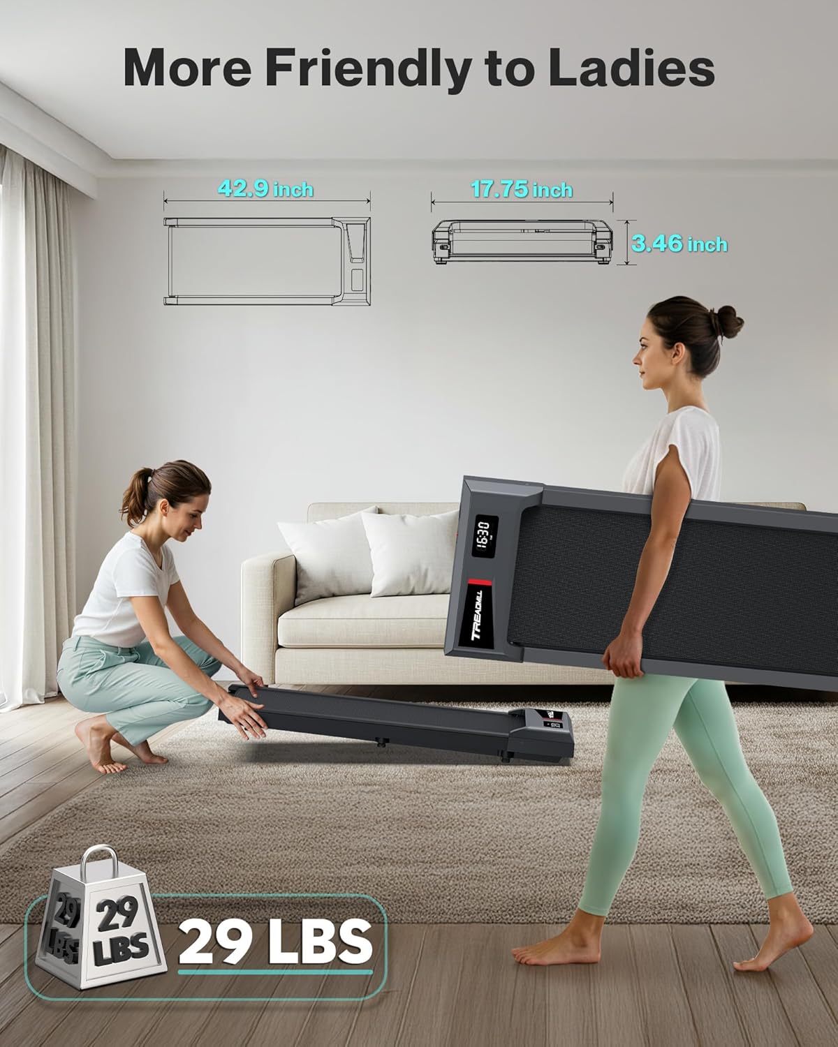 COZYINN 10% Incline Walking Pad - 2.5HP 4MPH/7.6MPH 265/340+lb Capacity Treadmills for Home, Portable Foldable Adjustable Incline Treadmill with Wide Running Area, Mute Control, Works with KINOMAP - Image 9