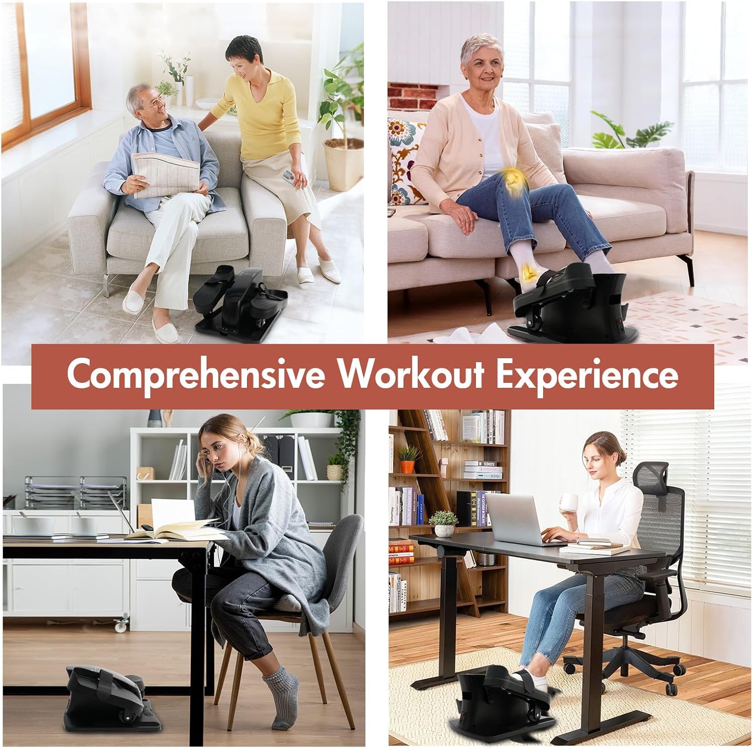 Under Desk Elliptical Machine, Electric Seated Pedal Exerciser for Seniors & Adults, Compact Quiet Ellipse Leg Exerciser with Remote, Foot Pedals for Home Office Workout Equipment - Image 2