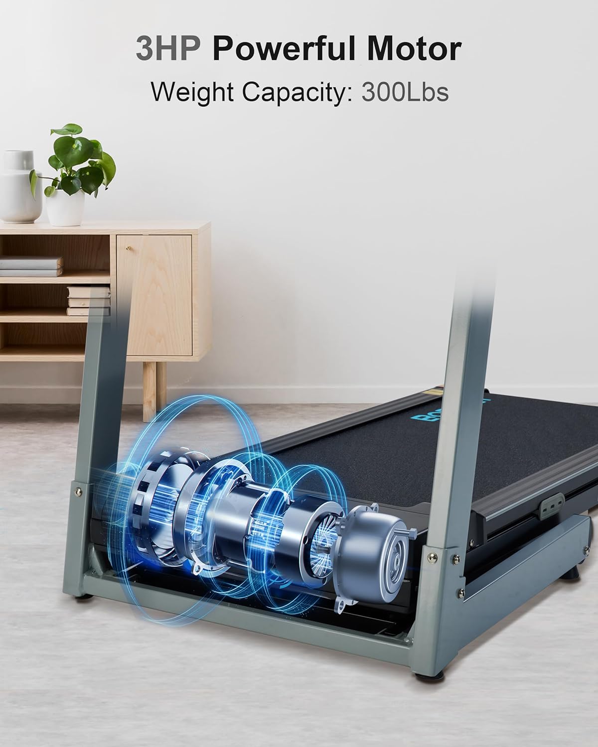 Treadmill with Auto Incline - 300 lb Capacity, 3.0HP Folding Electric Treadmill Up to 8.5 MPH Speed, Running Machine with 17.5" Wide Tread Belt and Bluetooth Speaker for Home Use - Image 4