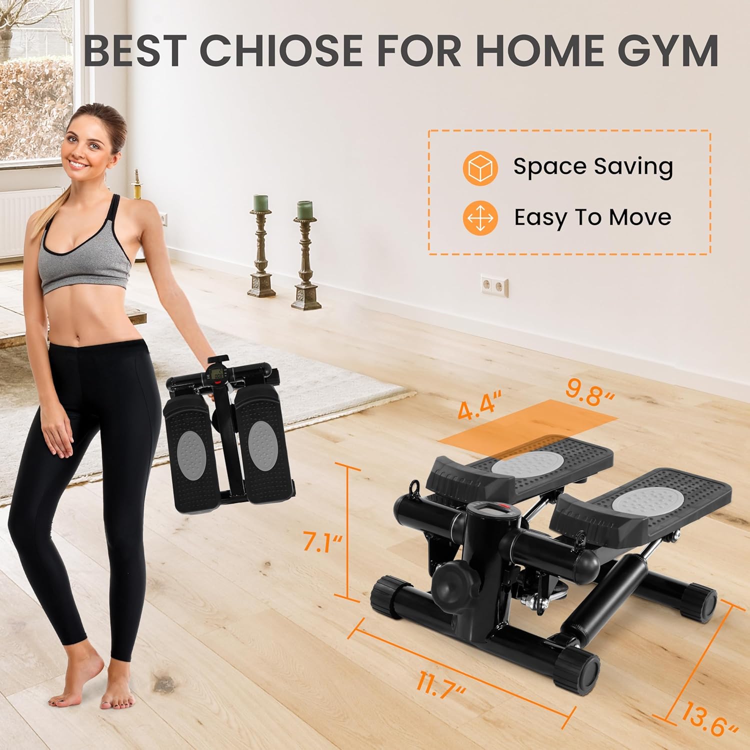 Steppers for Exercise, Stair Steeper with Resistance Bands, Portable Stepper Capable of Full-Body Exercise, Low Noise and Smooth, Bear 300 lbs - Image 5