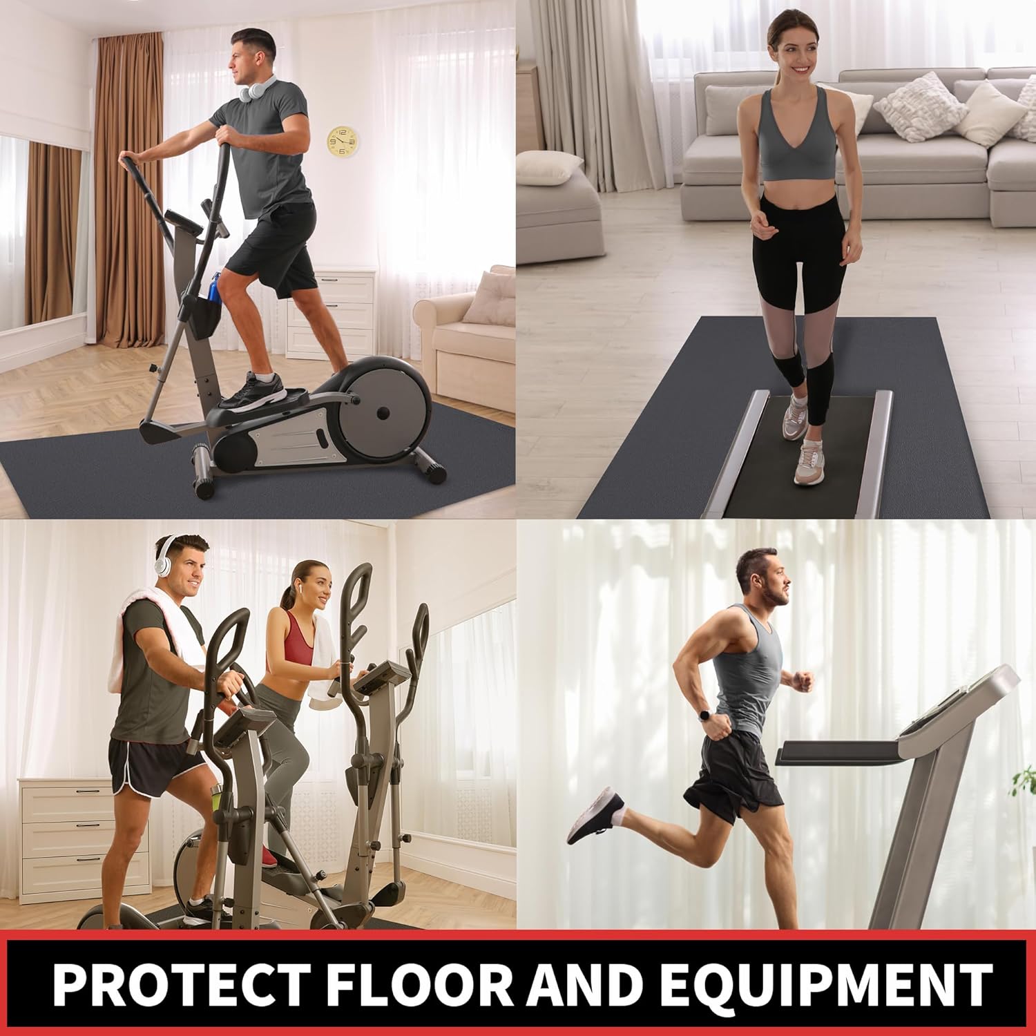 Treadmill Mat, 7'x3'/6'x3'/6'x2.5'/5.6'x2'/4'x2', 6mm Thick Exercise Equipment Gym Mat for Hardwood FloorCarpet, Compatible with Peloton Bike, Indoor Spin Bike, Elliptical - Image 6