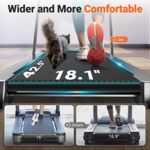 THERUN Walking Pad Treadmill, 3.0 HP Under Desk Treadmills, 2 in 1 Portable Treadmill for Home, Walking Pad with Handle Bar, 18″ Widened Running Belt, 350 lbs Capacity with App Connection, Remote