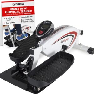 FitDesk Under Desk Bike Exercise Machine, Compact Magnetic Pedal Exerciser, Mini Elliptical, Quiet Seated Cardio Trainer for Home Office Workouts, Adjustable Resistance Bike for Desk Fitness