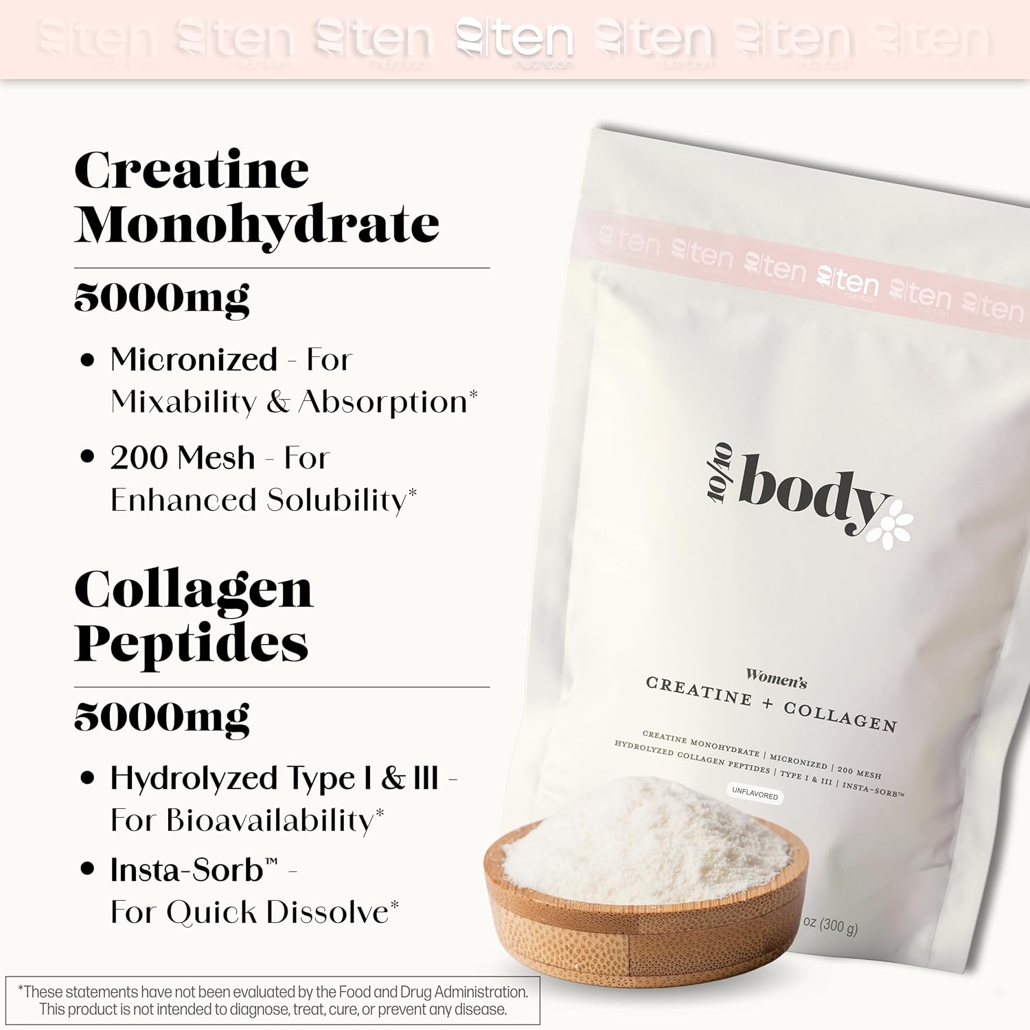 New - Creatine + Collagen for Women – Supports Lean Muscle Growth & Development, Booty Gain, Energy & Recovery – 5g Creatine Monohydrate Plus 5000mg Collagen Peptides Combo – Unflavored, 30 Servings - Image 3