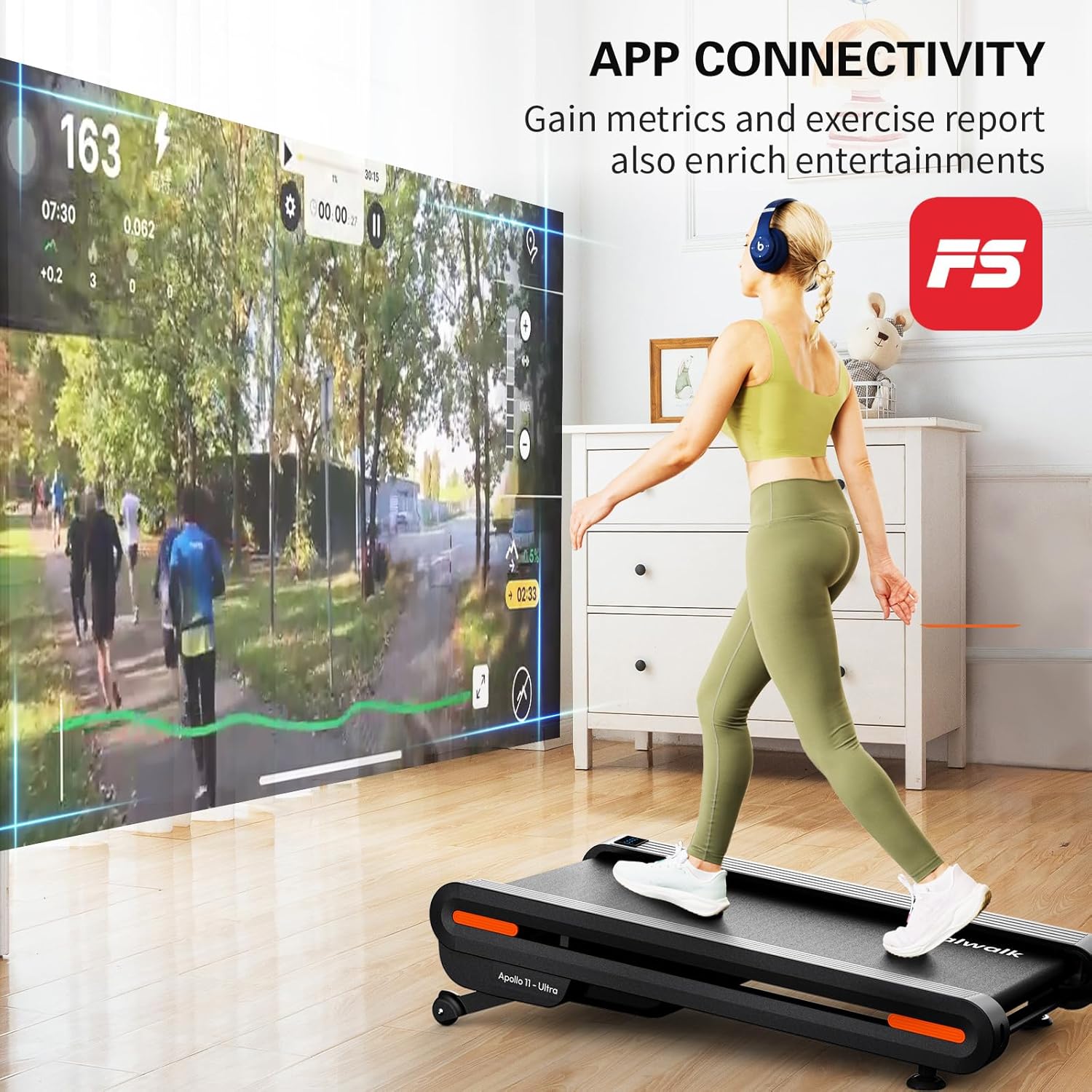 Walking Pad Treadmill with Auto Incline - 18"x43" Wide Full Deck 6 Levels 12% Incline, Portable Under Desk Treadmill for Home Gym Office, 350lbs Capacity, 3.0HP Quiet, Upright Stand Space-Saving, APP - Image 6
