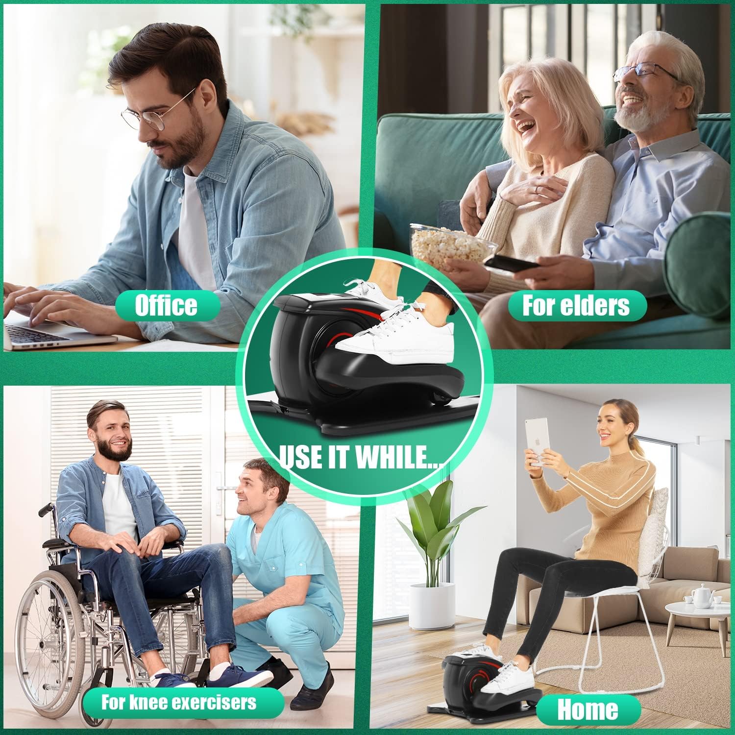 ANCHEER Under Desk Elliptical, Electric Ellipse Leg Exerciser While Sitting for Seniors Adults, Quiet Portable Motorized Seated Foot Pedal Exerciser with Remote Control for Home Office Use - Image 6