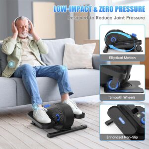 FUNMILY Under Desk Elliptical, Desk Bike Pedal Exerciser, Fully Assembled Leg Exerciser 2 in 1 Seated Standing Elliptical, Ultra-Quiet Mini Elliptical Machines for Home Office Use