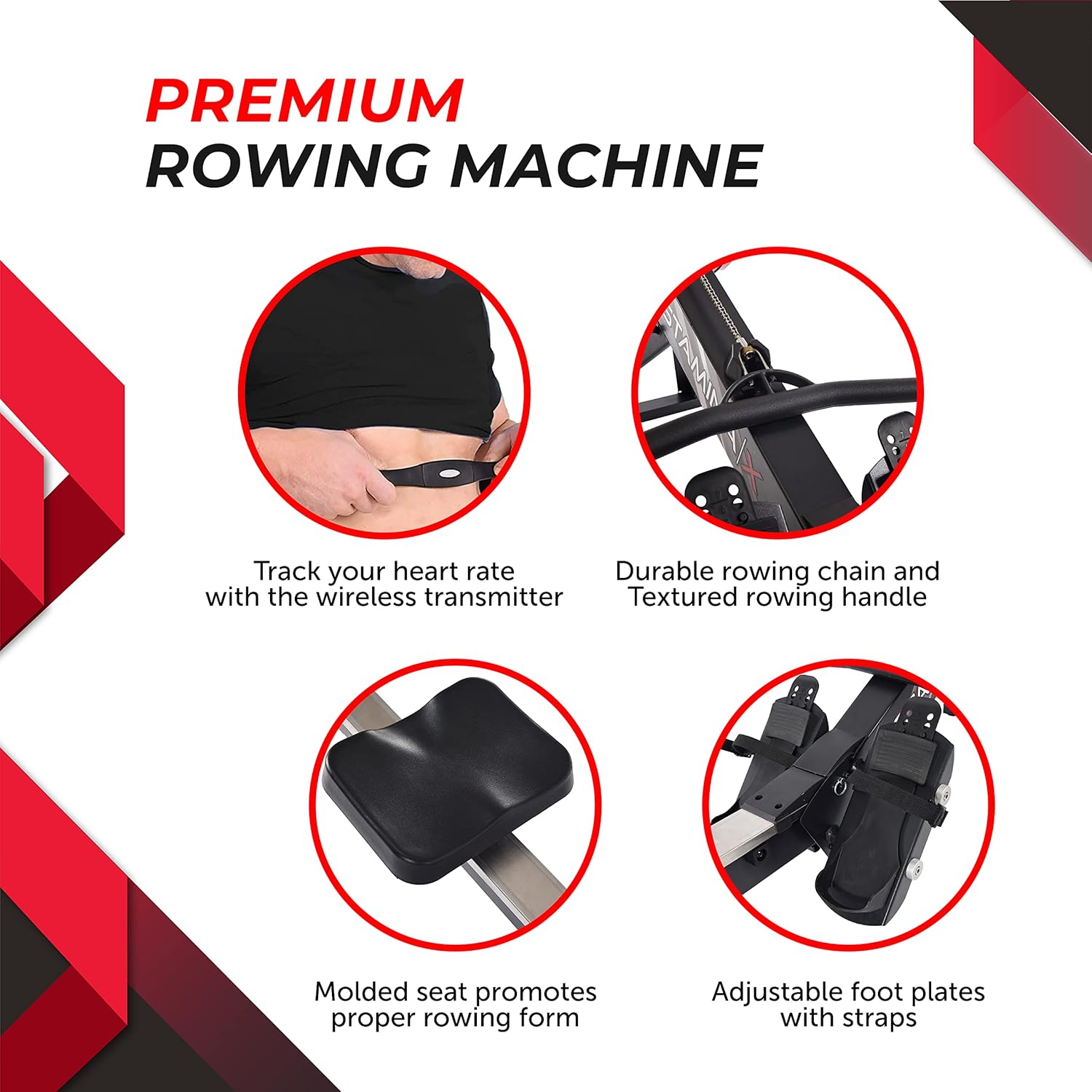 Stamina X AMRAP Rower Machine with Smart Workout App - Foldable Rowing Machine with Dynamic Air Resistance for Home Gym Fitness - Up to 300 lbs Weight Capacity - Image 5