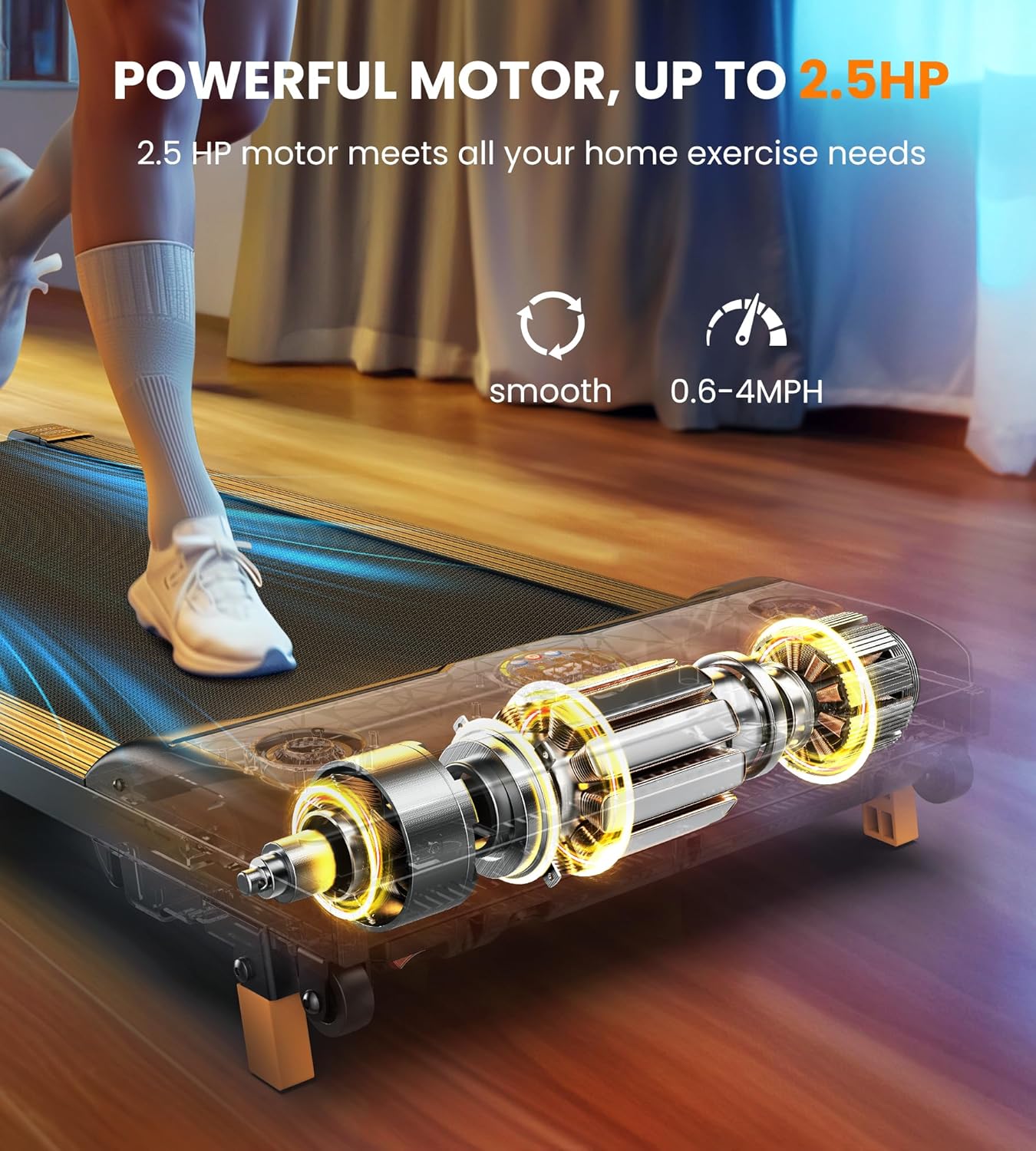 Walking Pad Under Desk Treadmill with Incline, 3-in-1 Portable Walking Jogging Machine with Remote Control, LED Display, Hidden Safety Switch, Compact for Home Office Use - Image 8